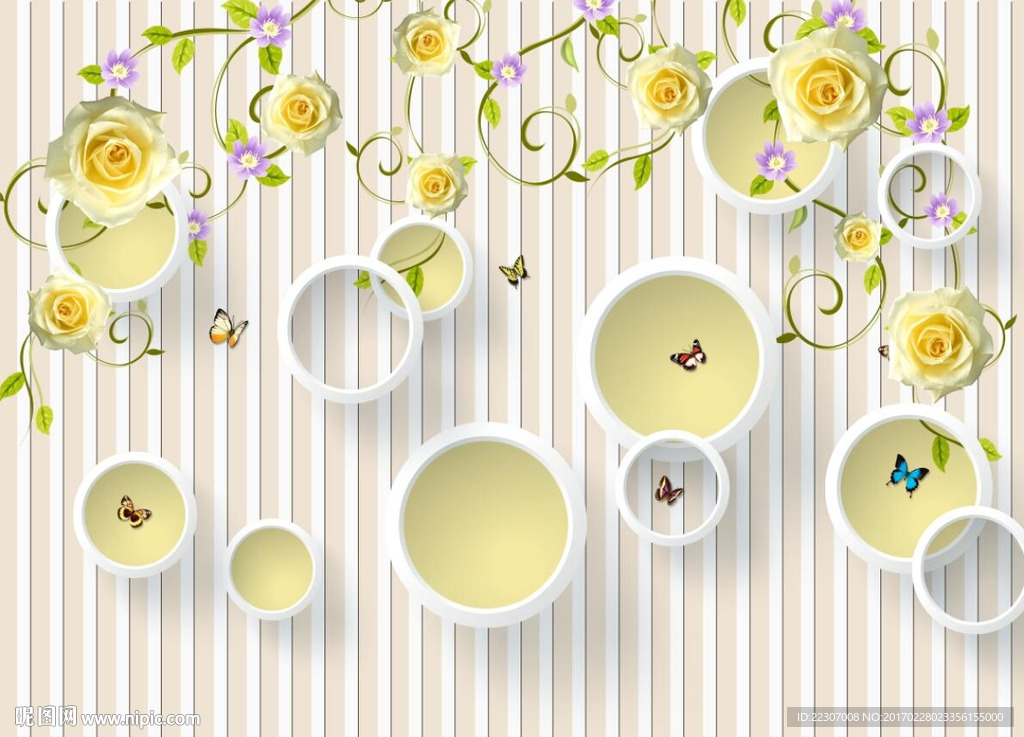 3D梦幻玫瑰花朵