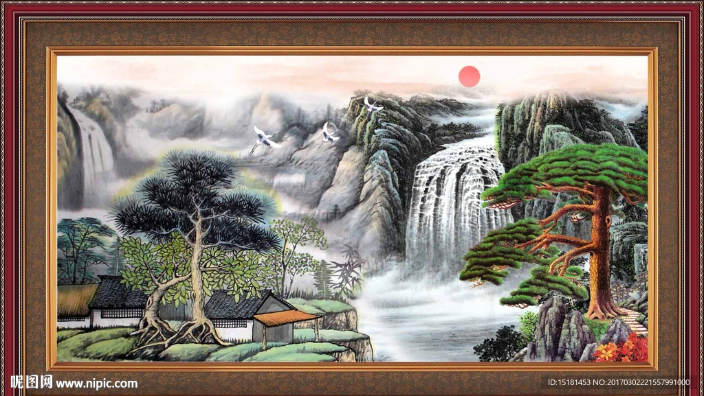国画迎客松