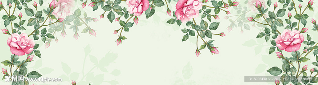 手绘玫瑰全屋定制背景墙