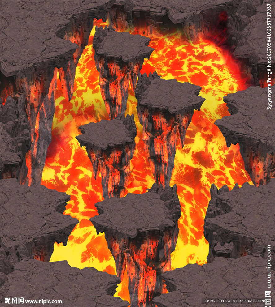 3D火烧岩浆背景图