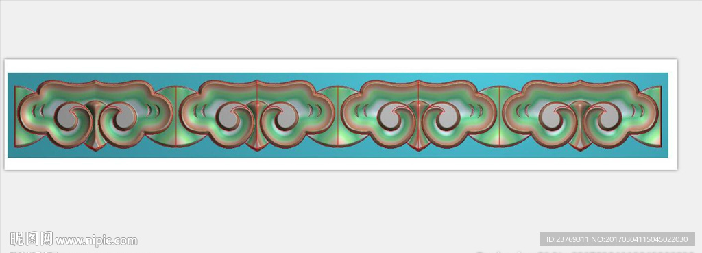 祥云长条精雕图浮雕灰度洋花门花