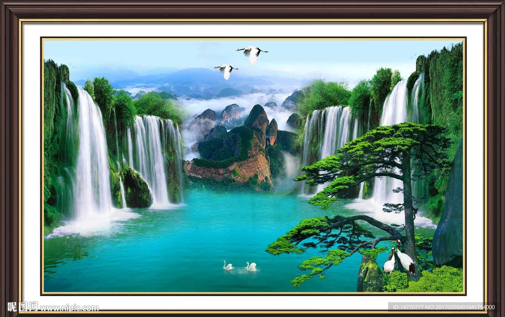 山水风景迎客松