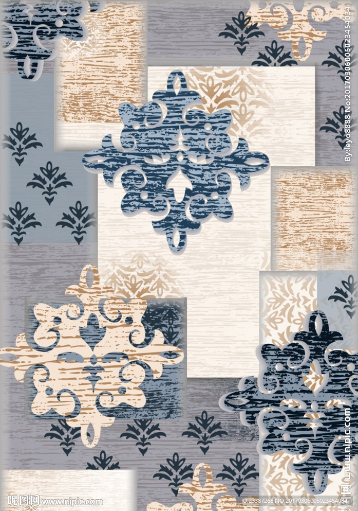 立体地毯图案手工剪花