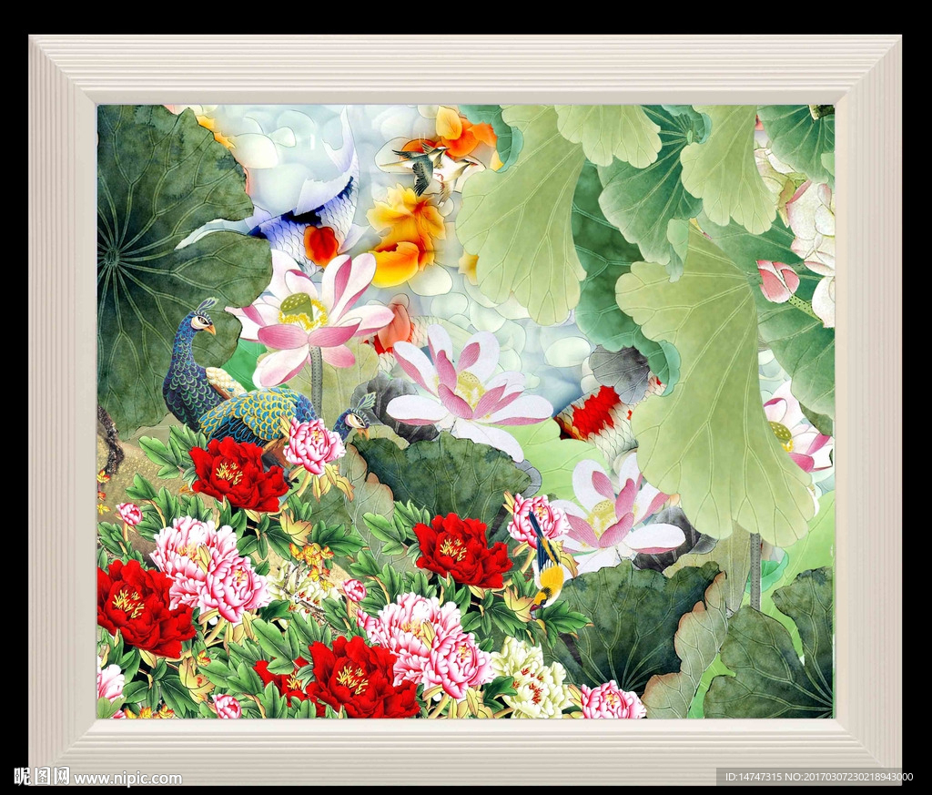 荷花 牡丹