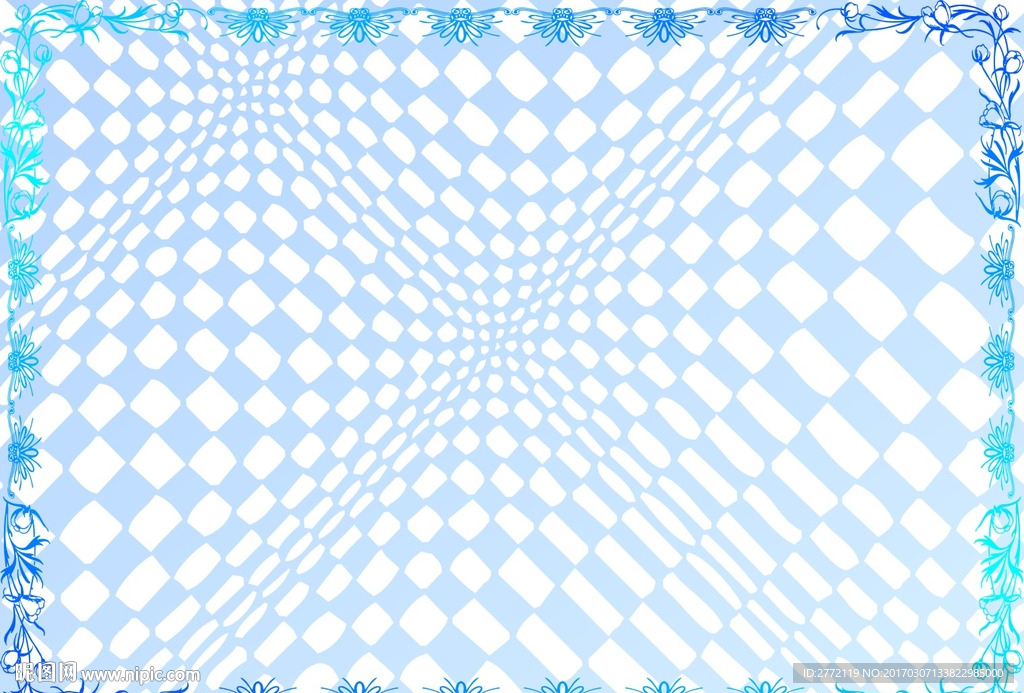 蓝花朵 许可证书纹