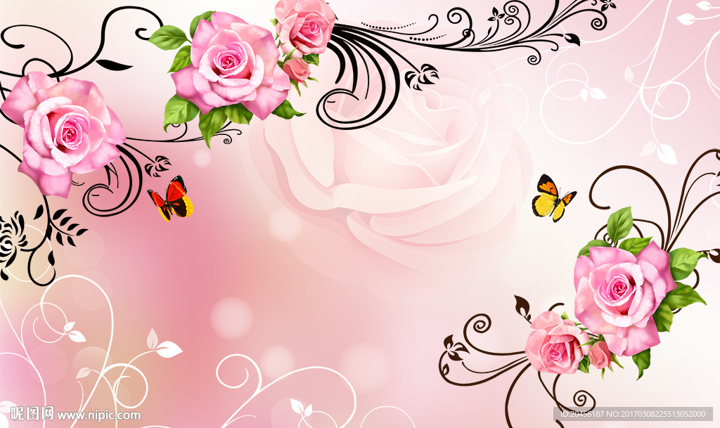 梦幻花卉背景墙