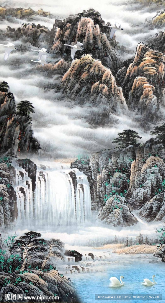 山水国画玄关