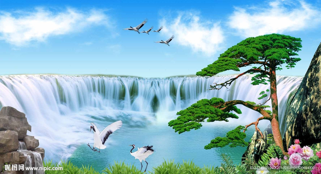 山水风景电视背景墙