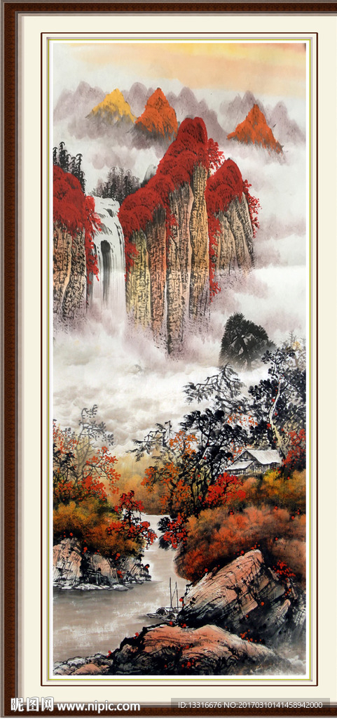 竖幅山水画