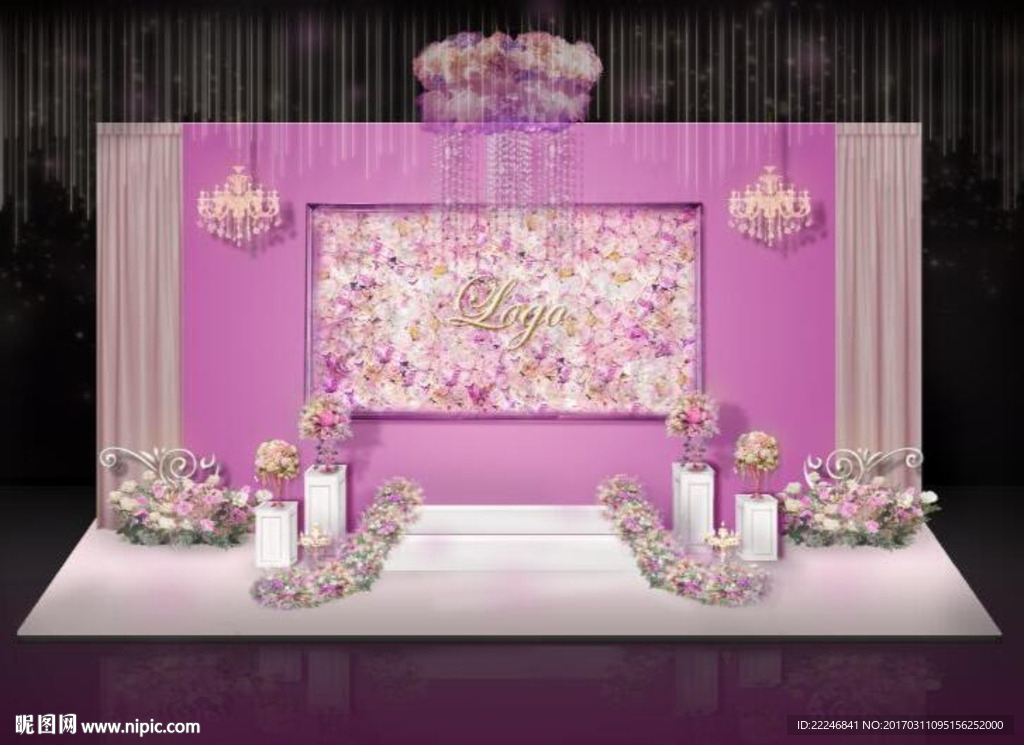 紫色婚礼留影区效果图