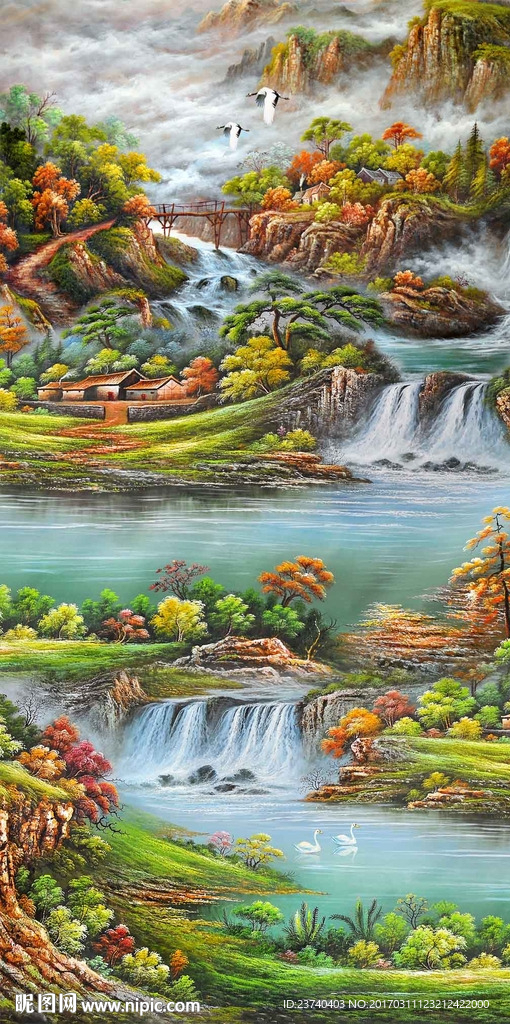油画玄关背景墙