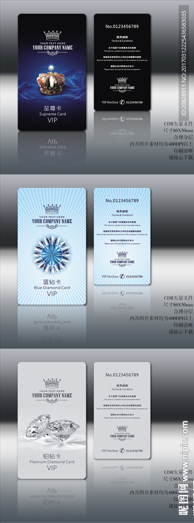 钻石皇冠系列-VIP卡设计模板