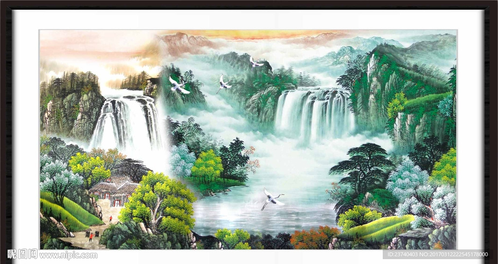 国画瀑布