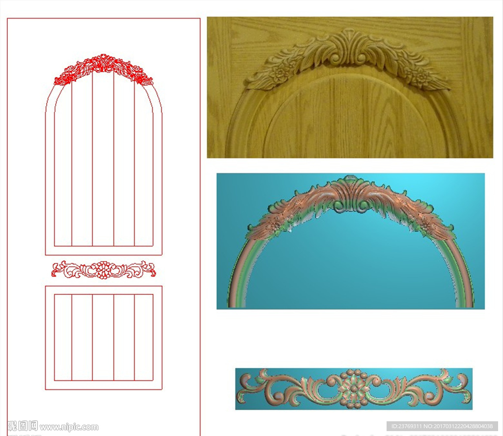 半圆门花欧式洋花洋贴花精雕图