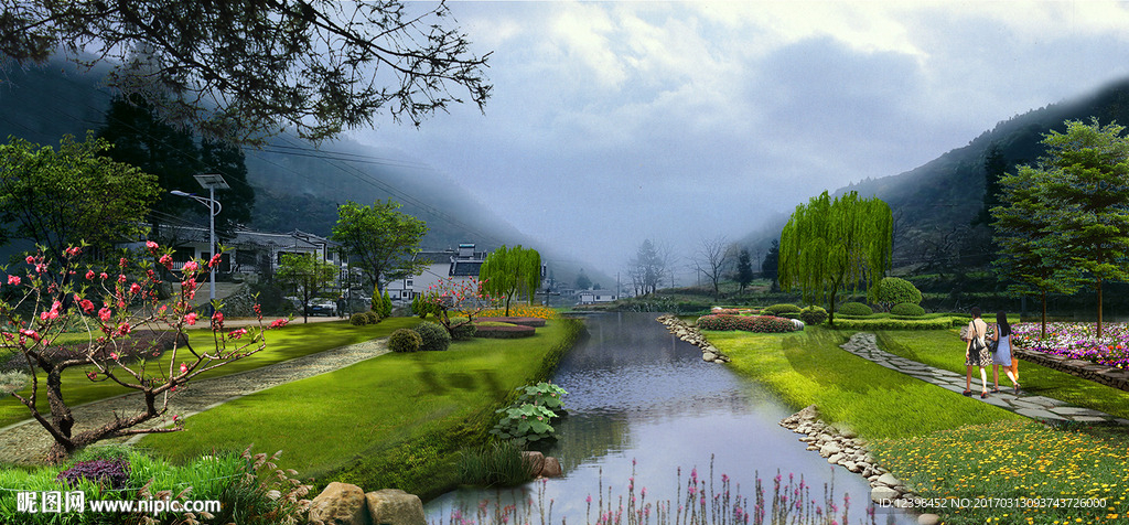 河道景观效果图