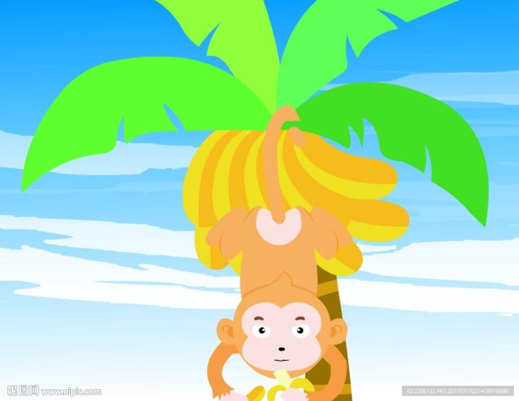 猴子分享香蕉给朋友1分钟