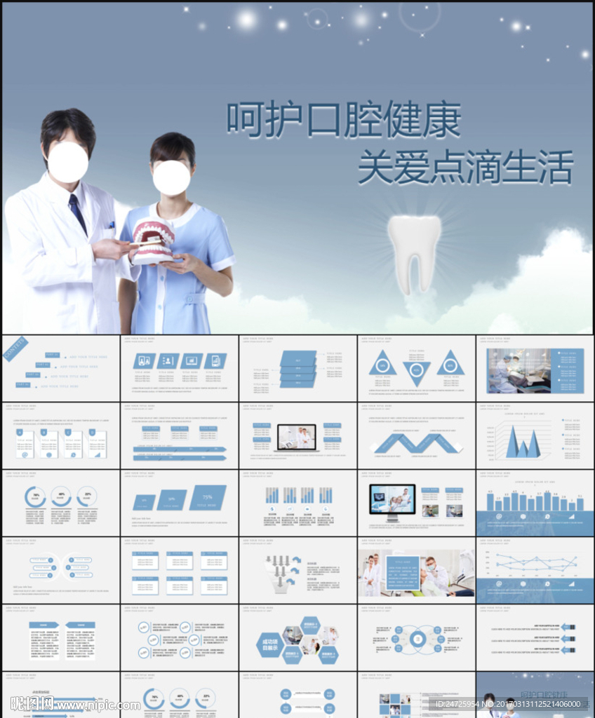 牙齿口腔牙医牙科PPT模板