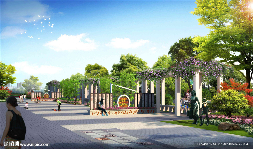 学校景观春天