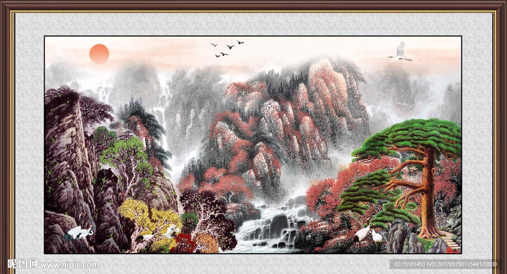 国画迎客松