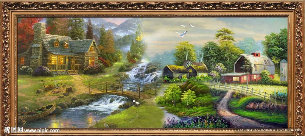 风景乡村油画