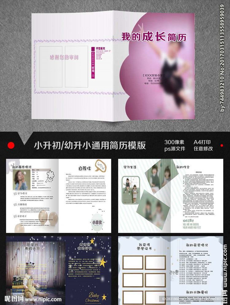 小升初男女通用简历