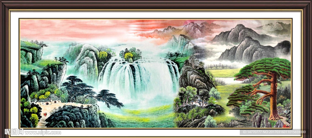 国画山水 迎客松