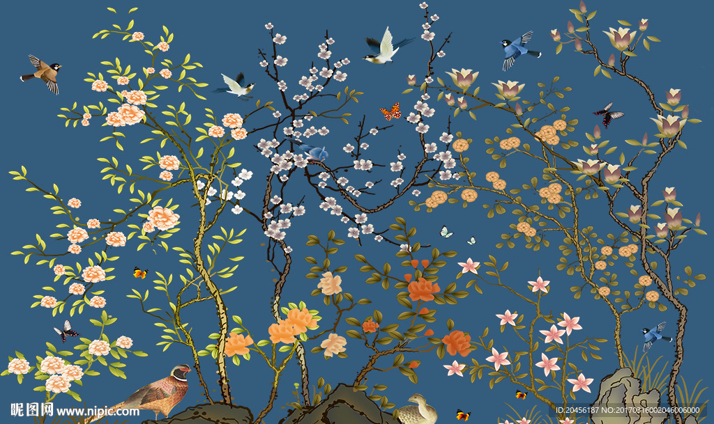 3D花鸟背景墙