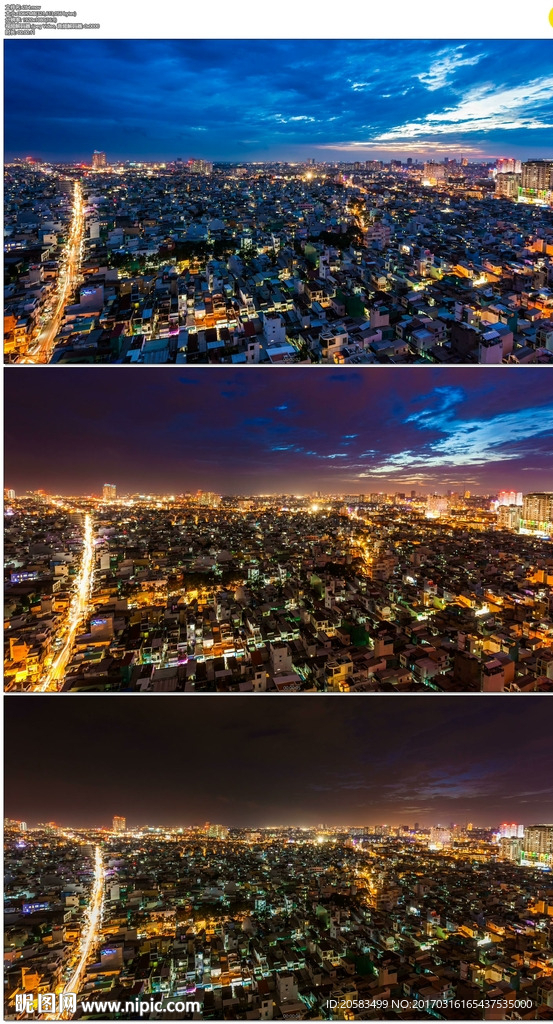 越南城市白天黑夜延时摄影