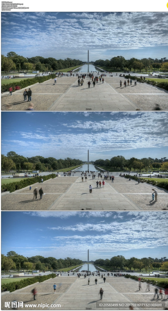 华盛顿纪念碑人流延时摄影