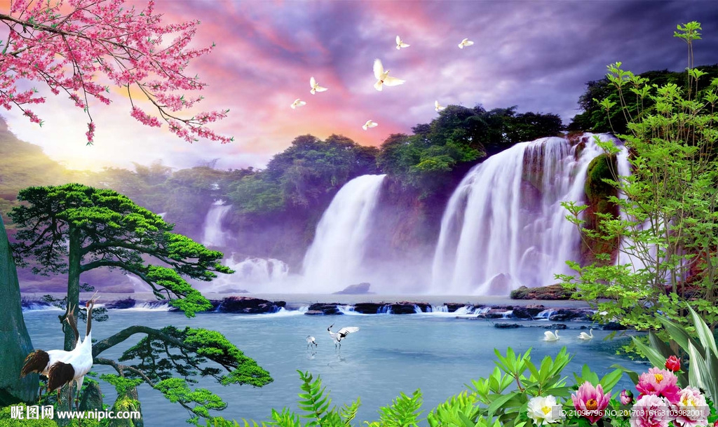 山水风景背景墙