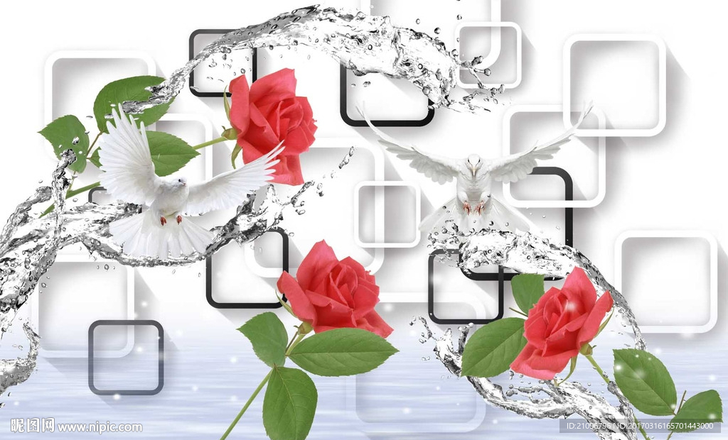 3d背景墙玫瑰花