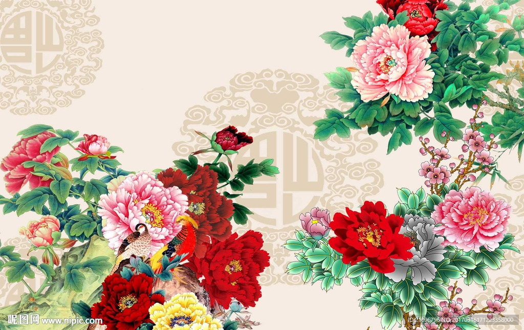 国色天香背景墙