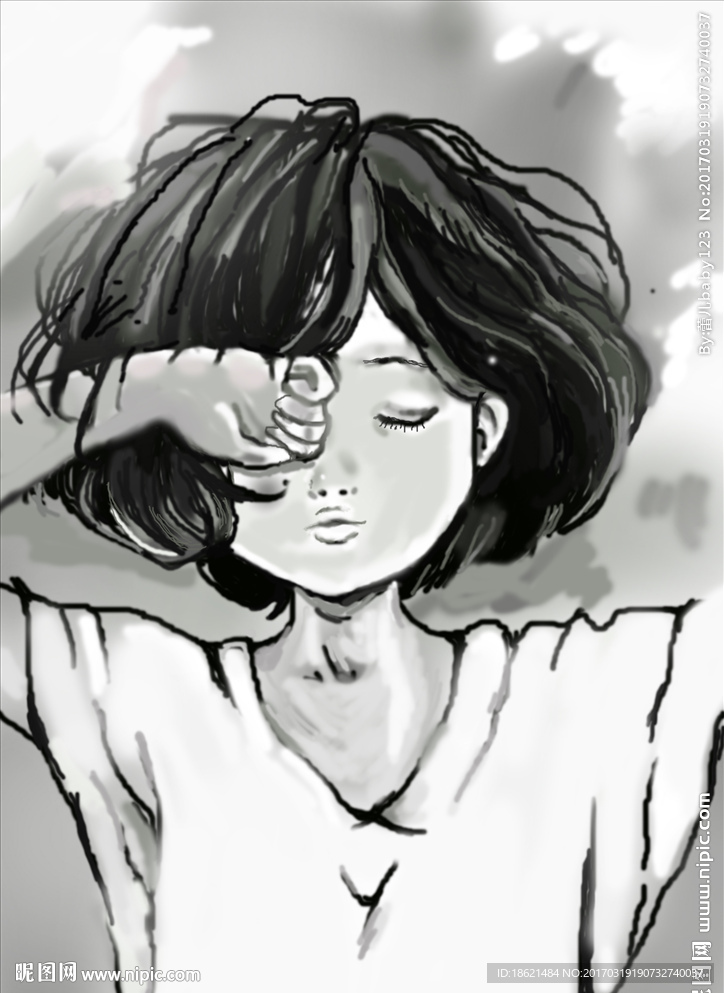 手绘小女孩