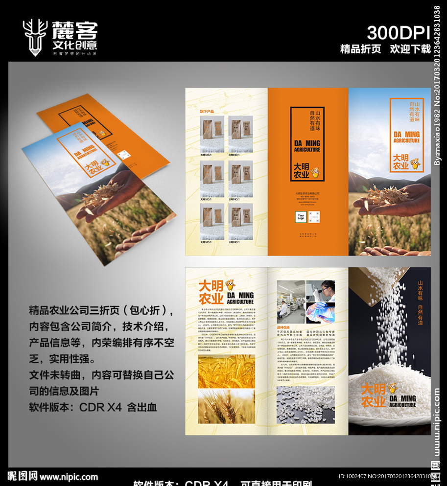 农业大米三折页