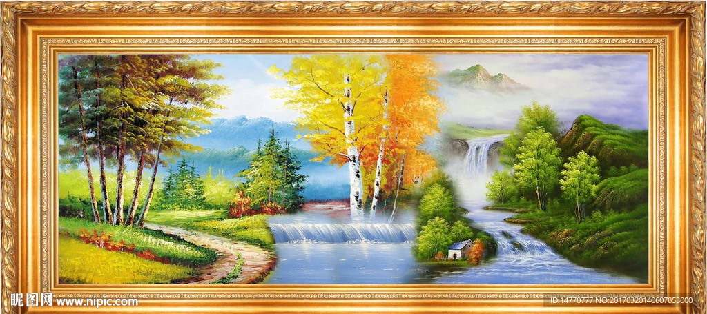 油画山水风景