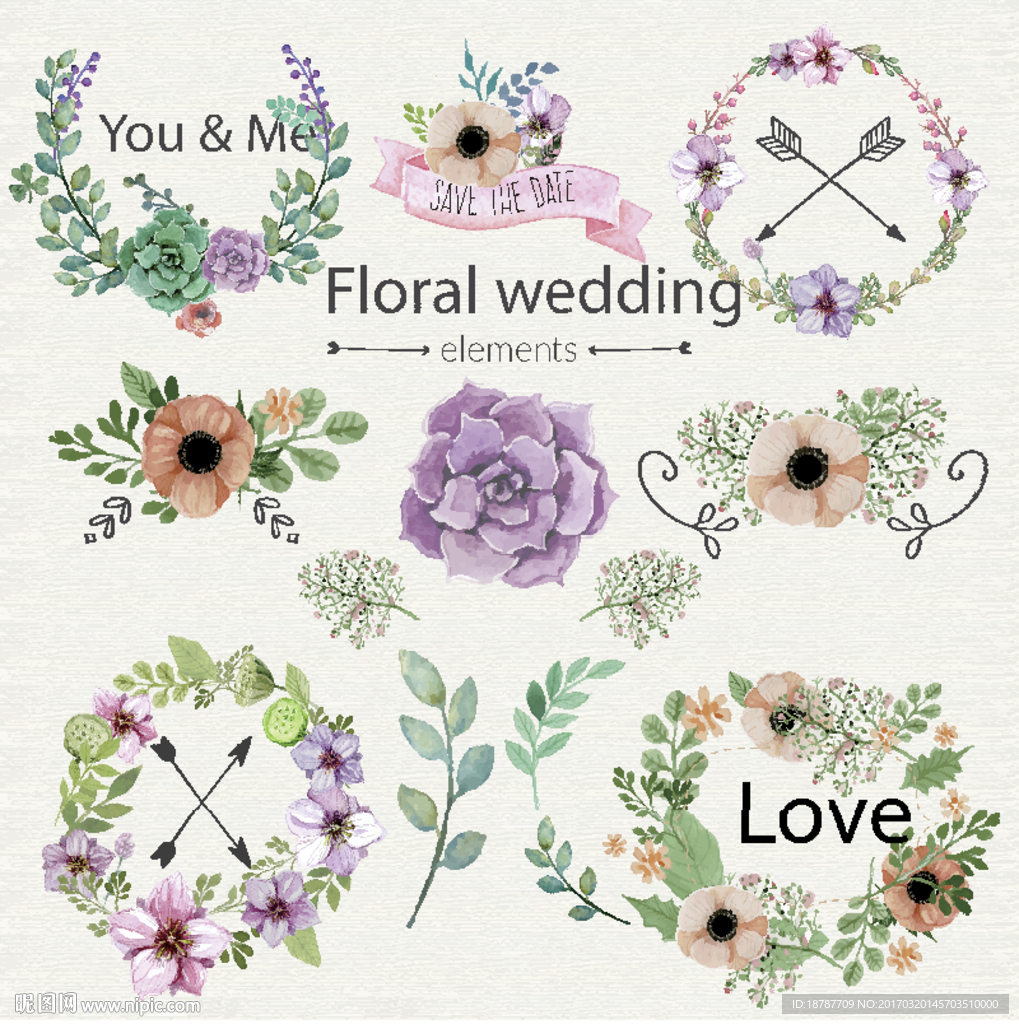 春季婚礼花纹装饰素材
