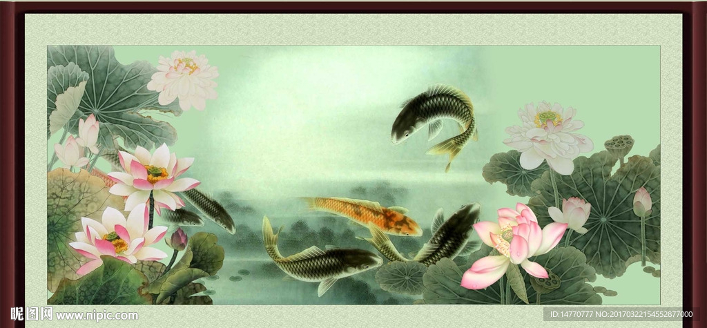 荷花鲤鱼图