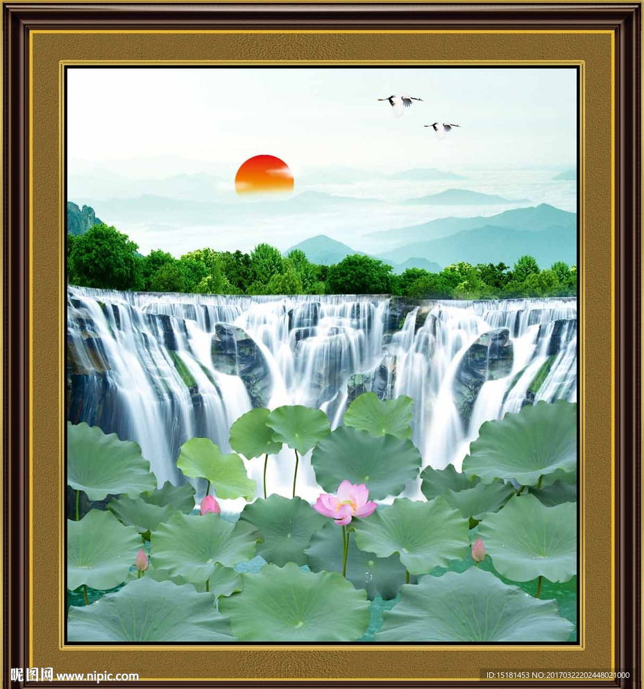 山水风景荷花