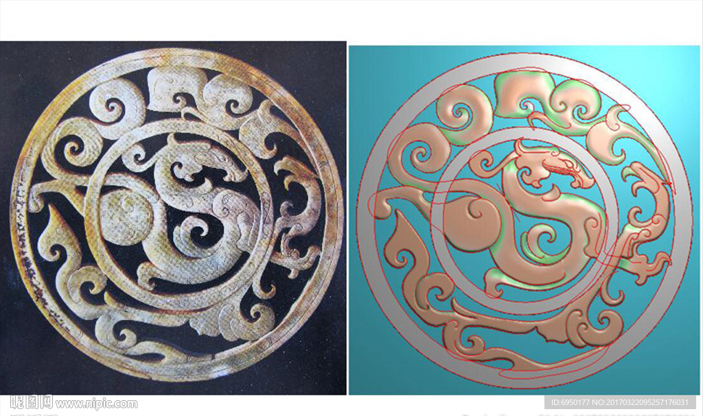 镂空仿古龙圆挂匾背板精雕图浮雕