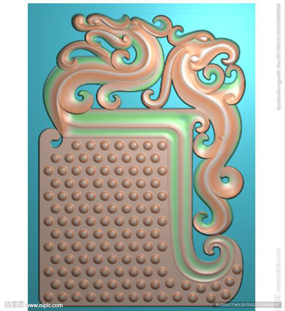 草龙乳钉挂件46牌玉雕挂精雕图