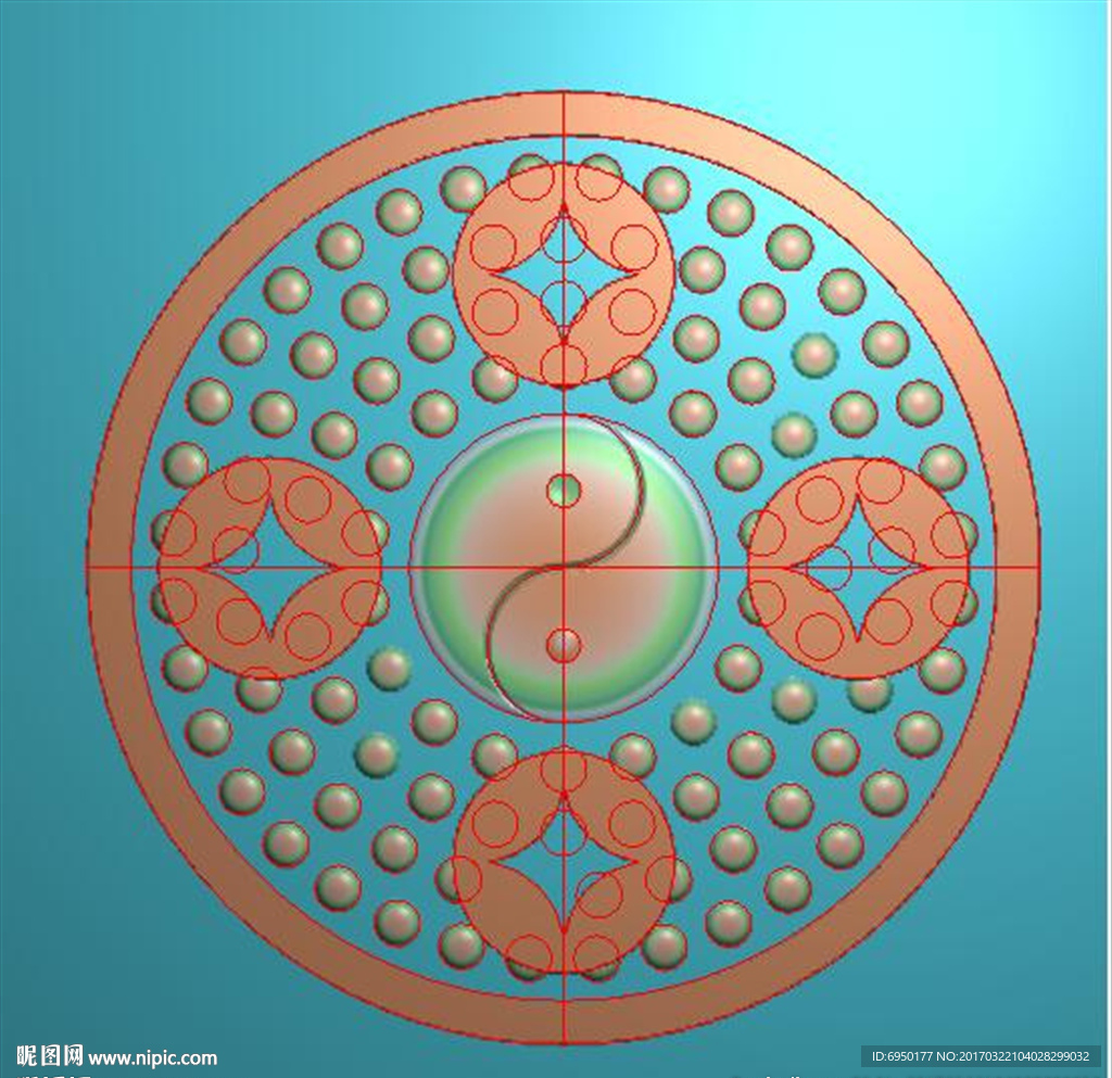 乳钉八卦壁玉雕圆牌精雕图浮雕图