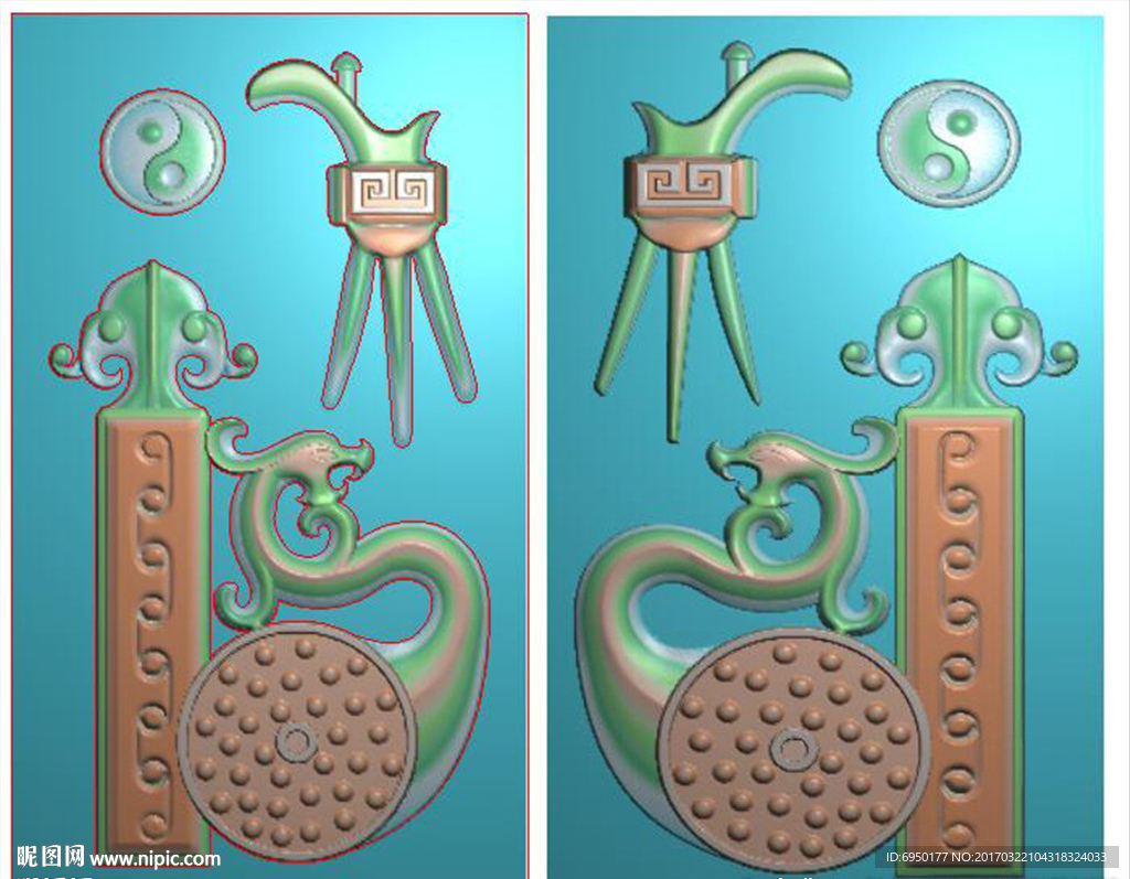 仿古龙牌挂件46牌精雕图浮雕图