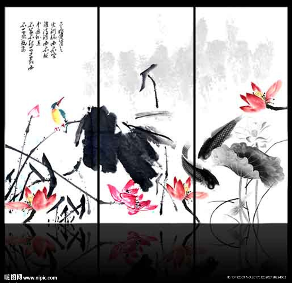 荷花国画