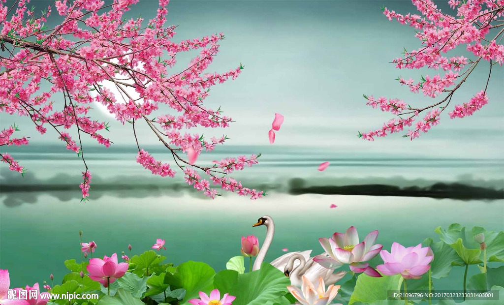 荷花背景墙