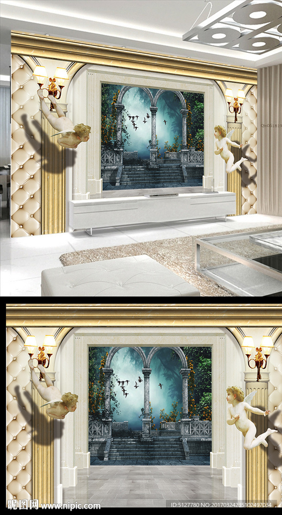 欧式软包背景  欧式背景墙