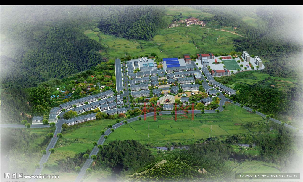 小区鸟瞰效果图
