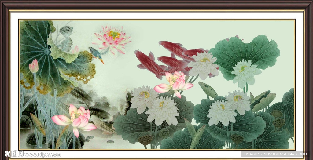 荷花鲤鱼图