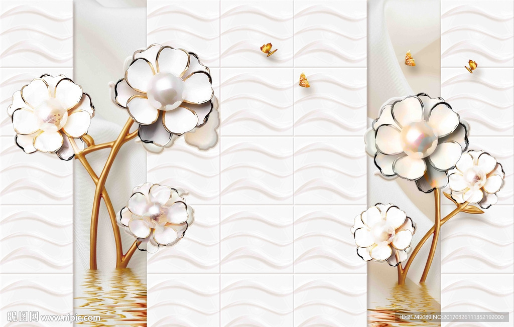 水影奢华珍珠背景墙