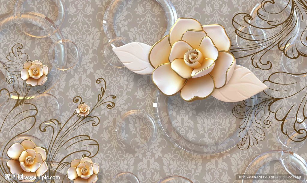 立体玫瑰花背景墙