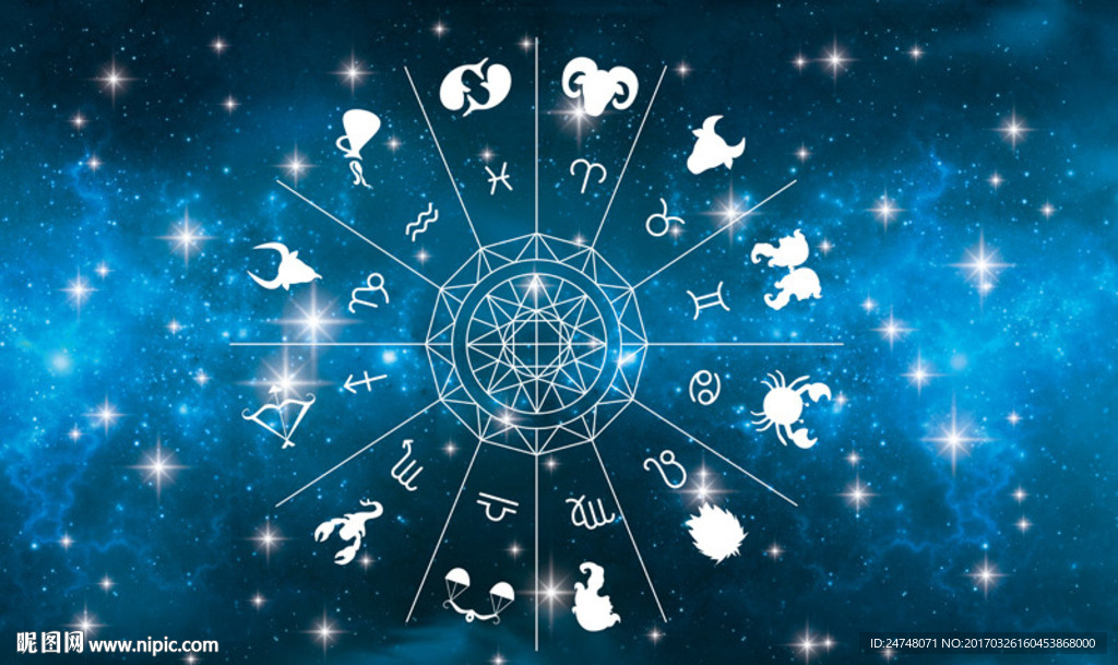 唯美梦幻十二星座天顶壁画背景墙